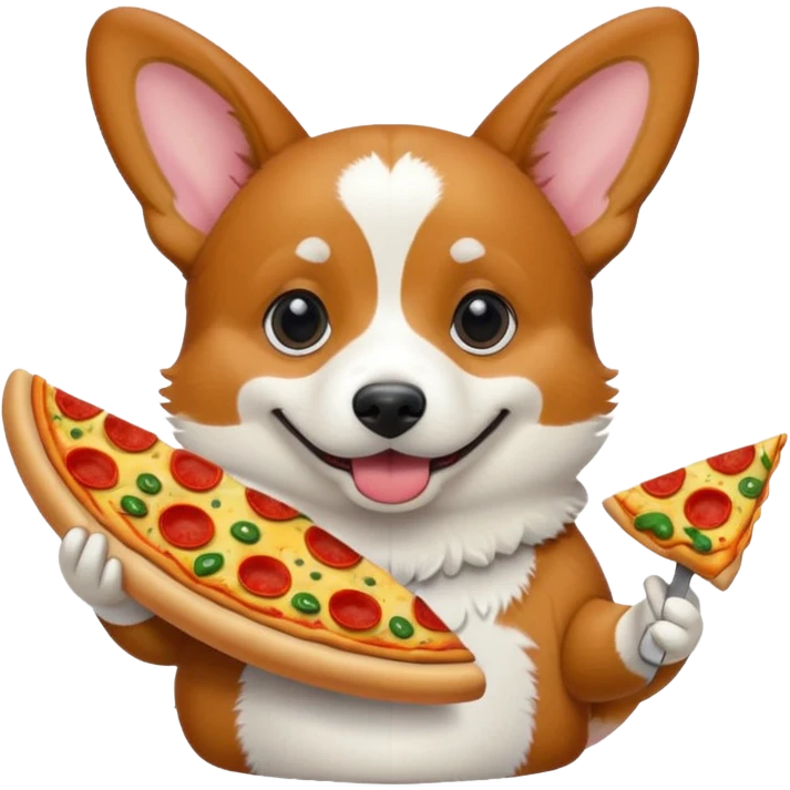 black tri-color corgi with pizza emoji