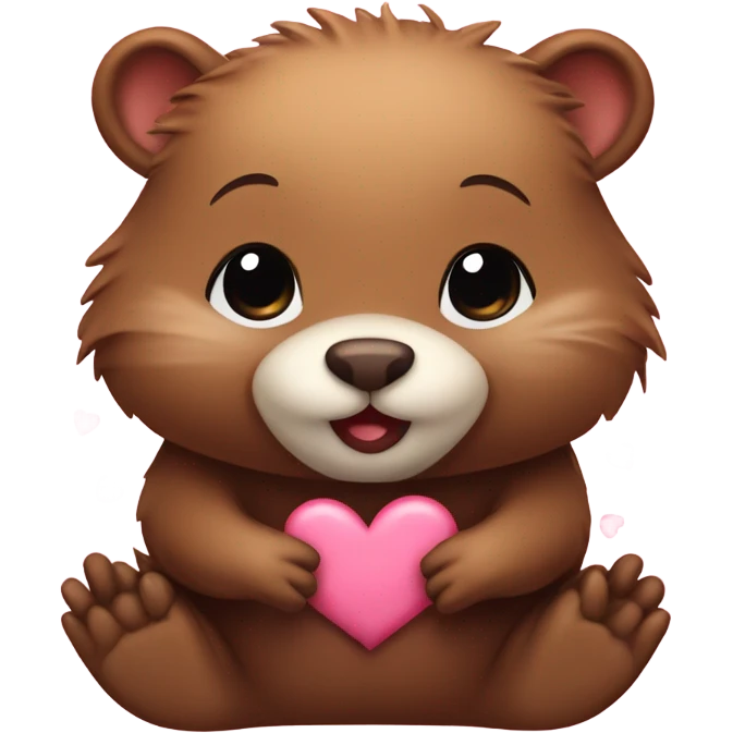 Cute Baby beaver with hearts around the face  emoji