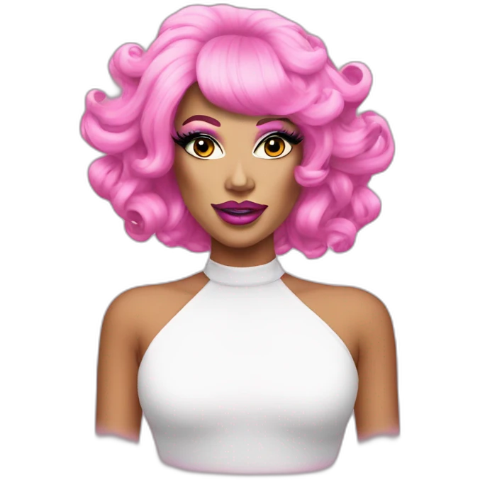 Drag Queen wearing pink wig and extravagant makeup emoji