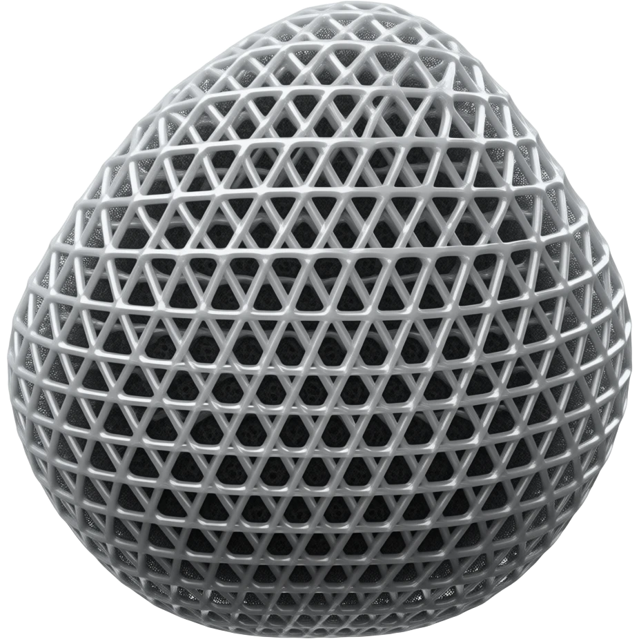 A 3D emoji of a sleek grey mesh sponge, showing a sophisticated hybrid net texture, clean and modern style, white background. emoji