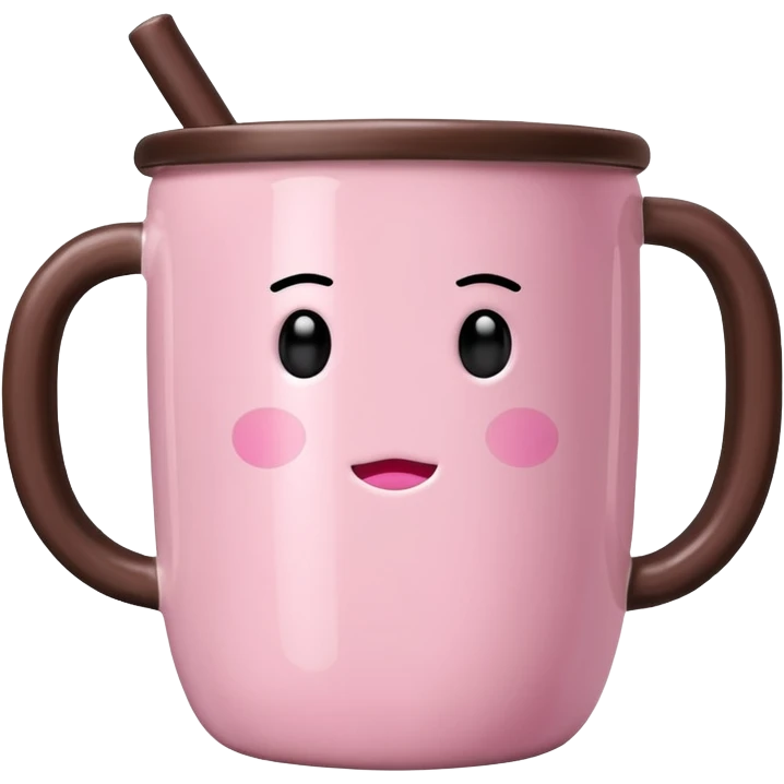 Pink mug with bubble tea, Without a face, Just a pink bubble tea mug emoji