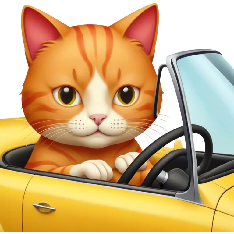 Red cat drive car tellow emoji