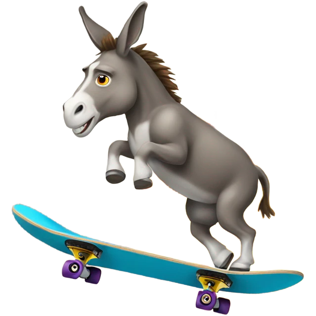 donkey riding a skateboard on fire emoji