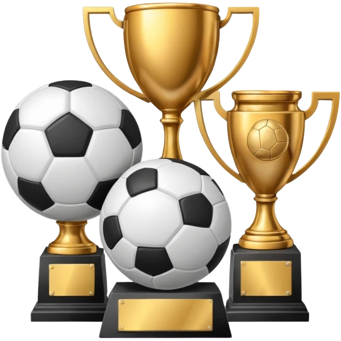 a basketball, soccer ball, volleyball, and a football all mixed with one trophy for a store logo emoji