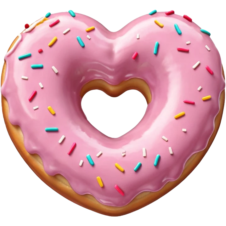 Realistic isolated heart shaped donut with pale pink & glaze. emoji