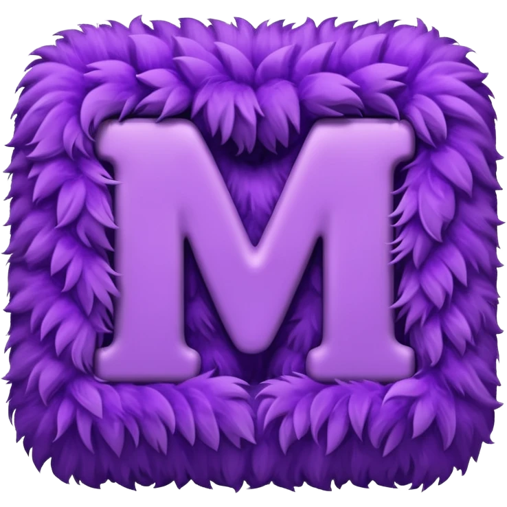 The fluffy letter M is purple in color emoji