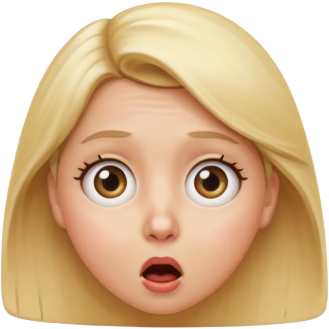 shocked blonde emoji, apple emoji style, round face, wide eyes, surprised expression, simple, no text emoji