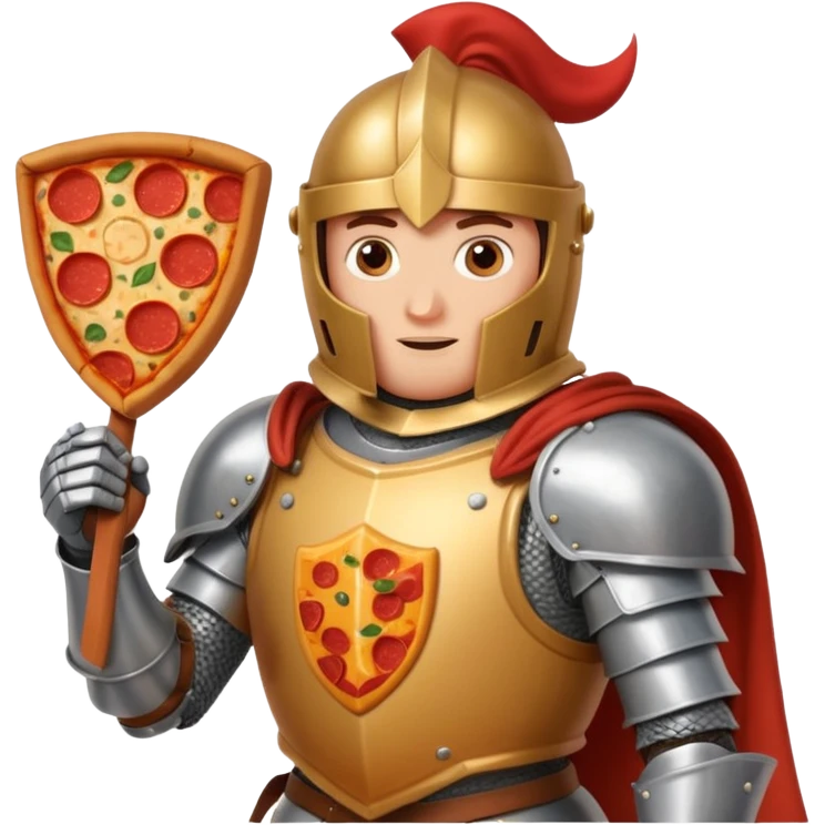 Pizza Knight his armor is piza box  emoji