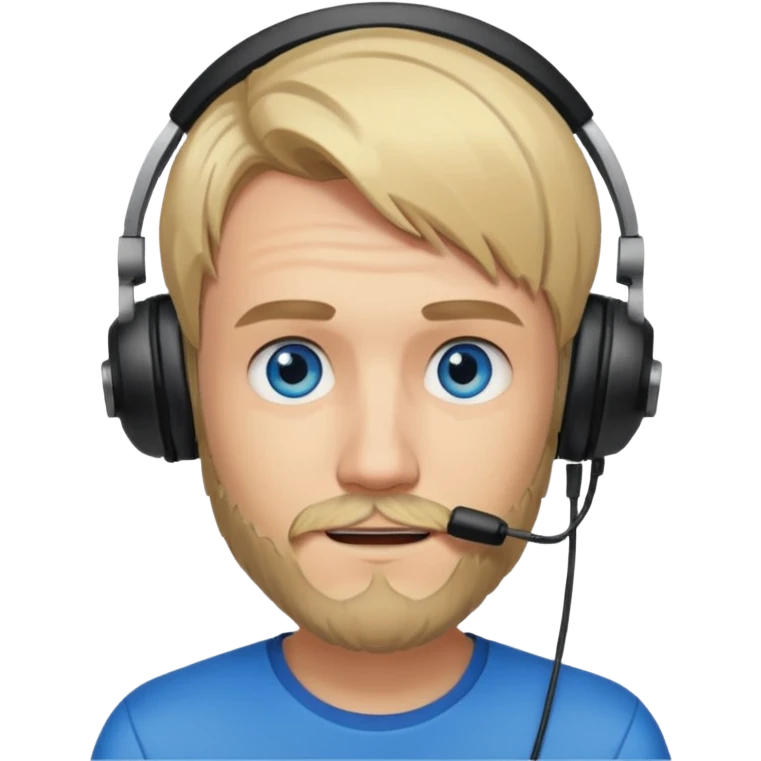 "Illustrate PewDiePie with blond hair, trimmed beard & gamer headset." emoji