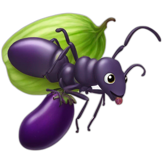 Ant eating eggplant emoji