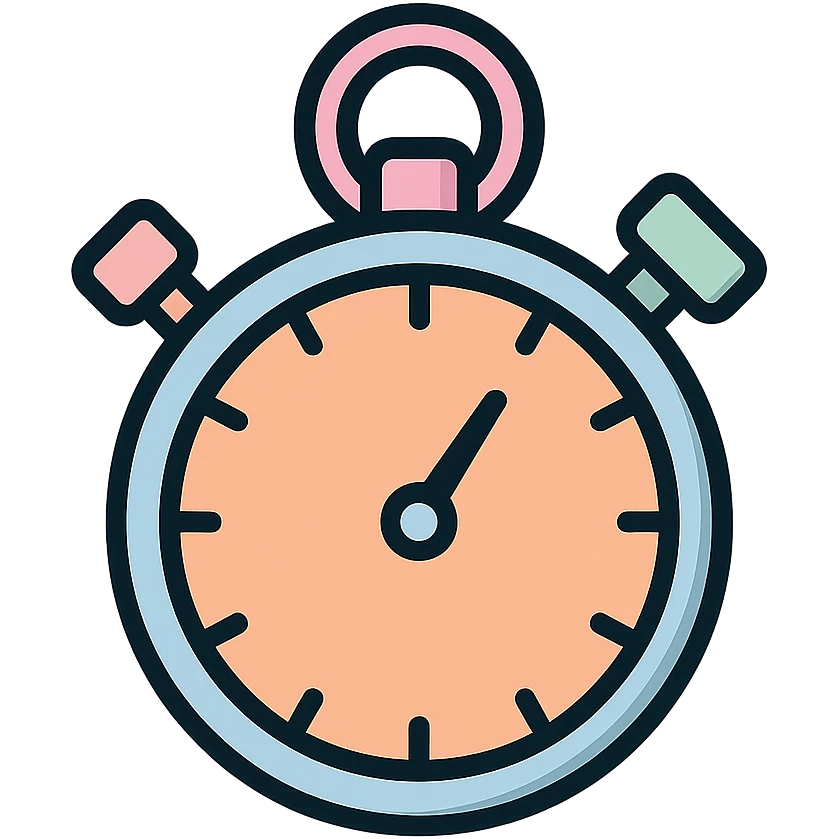 sports timer stopwatch with start/stop buttons icon-color-outlined style detailed shading thin clean outlines soft rounded features pastel palette #98B5BC #B5B3C9 #E4C0CA #F7DCD1 #F7C0AA Japanese pop art sticker look highly detailed vector clarity soft lighting subtle shadows transparent background emoji