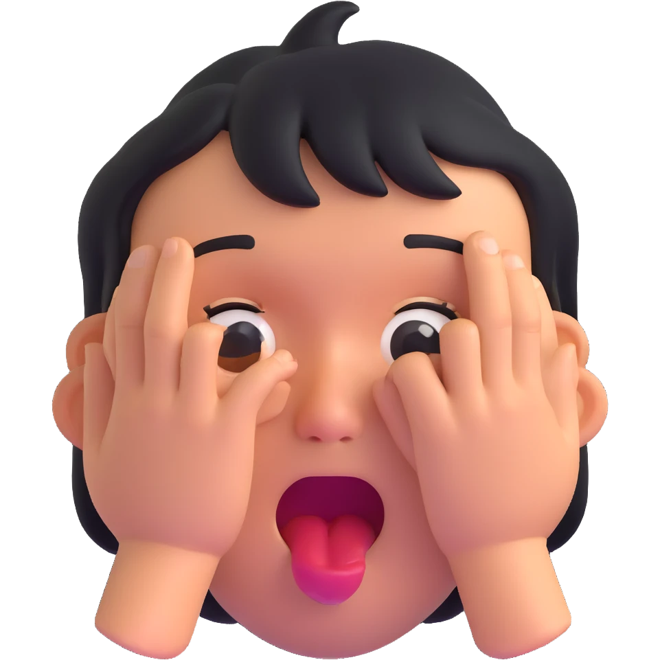 face gagging, embarrassed, shitting emoji
