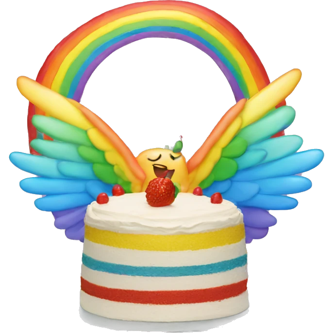 Rainbow Cake with wings emoji