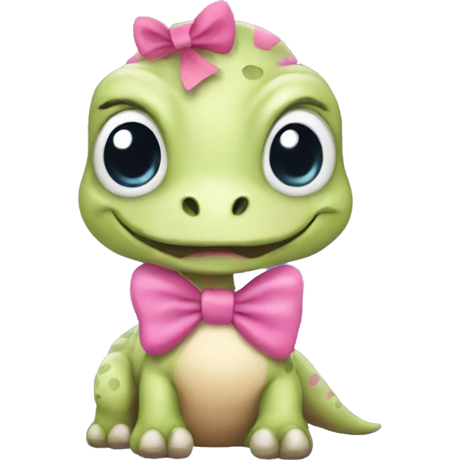 Dinosaur with a pink bow emoji