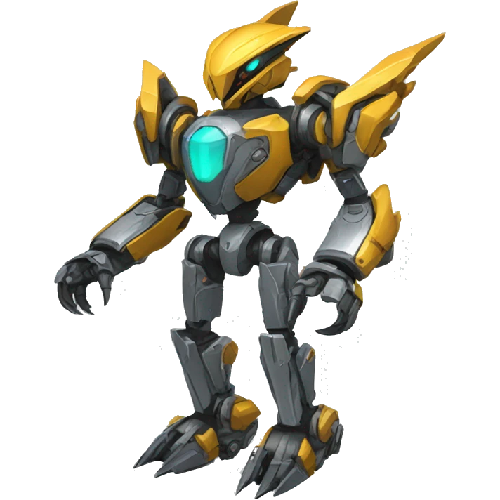 a futuristic mechanical spiky Medabot-raptor full body emoji