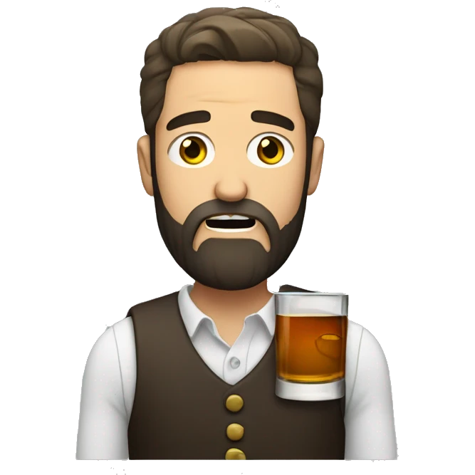 bearded man crying holding whiskey emoji