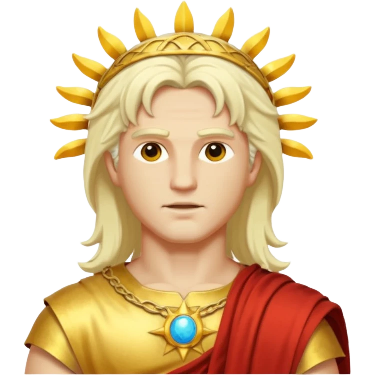 Apollo, Sun God from Rome Mythology with long platinum blonde hair, pale yellow outfit emoji