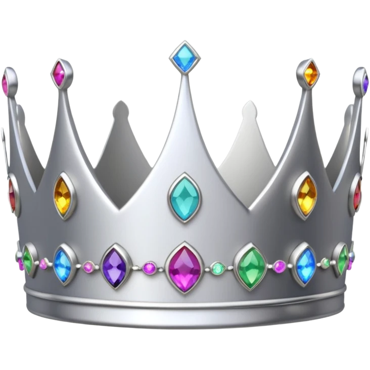 silver feminine dainty crown with rainbow gemstones emoji