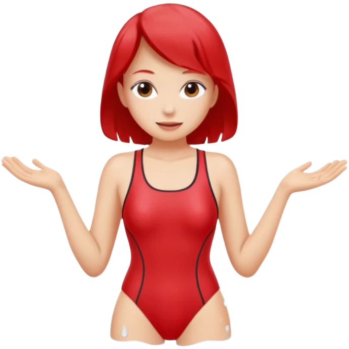Woman Red onepiece, Background Indoor pool emoji