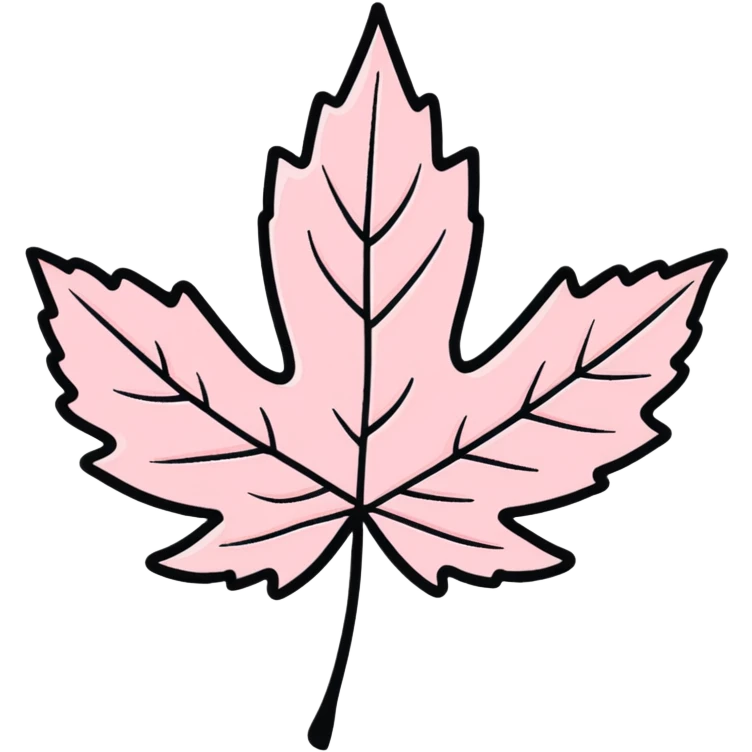 delicate pastel pink maple leaf with veins emoji