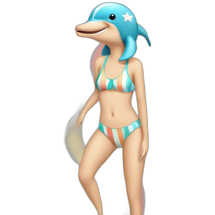 Dolphin with a star and stripe Swimsuit emoji