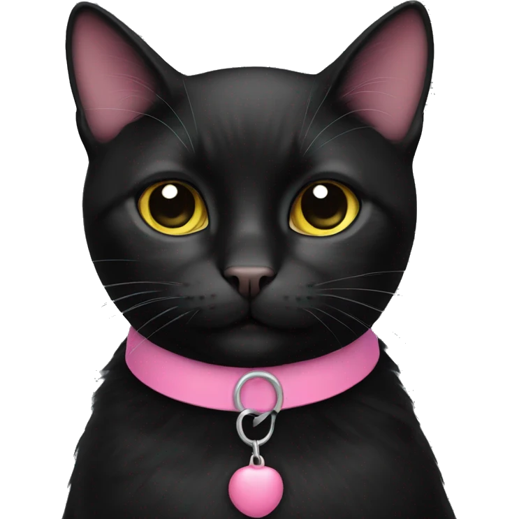 Black cat with pink collar emoji