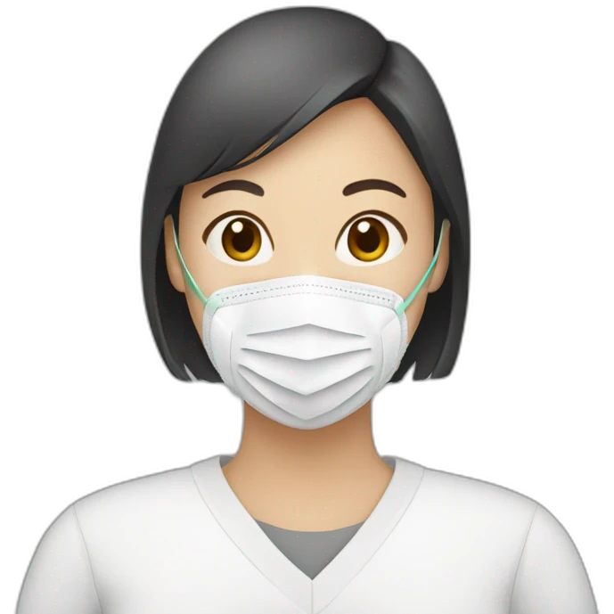 Asian woman wearing white N95 respirator emoji