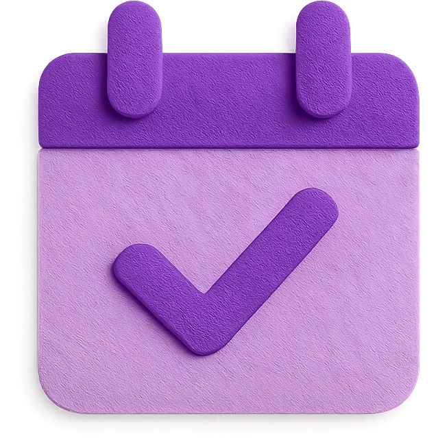 "Schedule clear", no text, with the colors: Primary Purple:  #8B5CF6
  Light Purple:    #A78BFA emoji