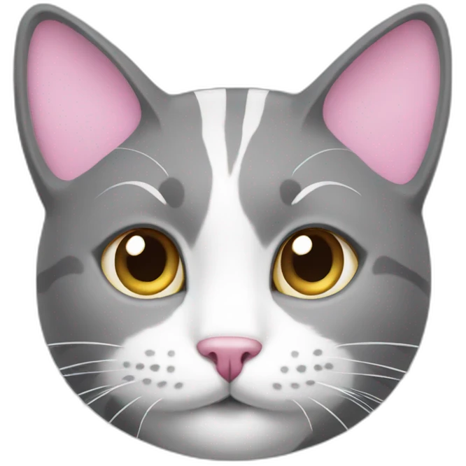grey and white cat with pink nose emoji