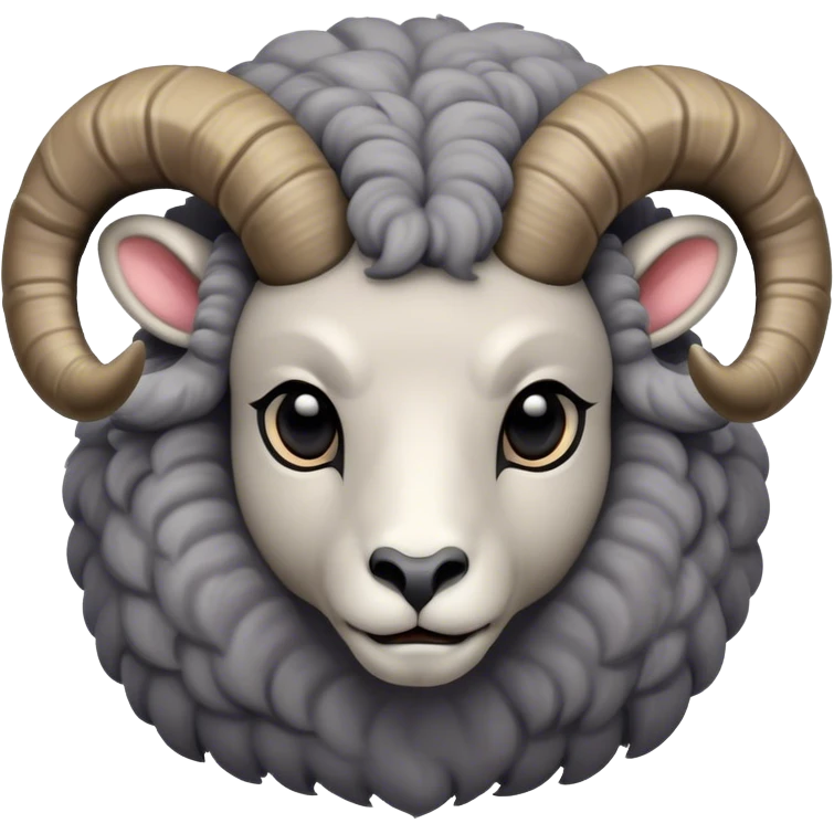 Cinematic Noble Ram Portrait Emoji, Poised and regal, with a sturdy, powerful build and a thick, woolly grey fur adorned with impressively curled horns, deep-set soulful dark eyes, Simplified yet sharp and sophisticated features, highly detailed, glowing with a soft, dignified glow, high shine, intelligent and commanding, stylized with an air of rugged majesty, focused and attentive, soft glowing outline, capturing the essence of a watchful and confident ram, so majestic it feels as though it could charge out of the screen with effortless authority! emoji
