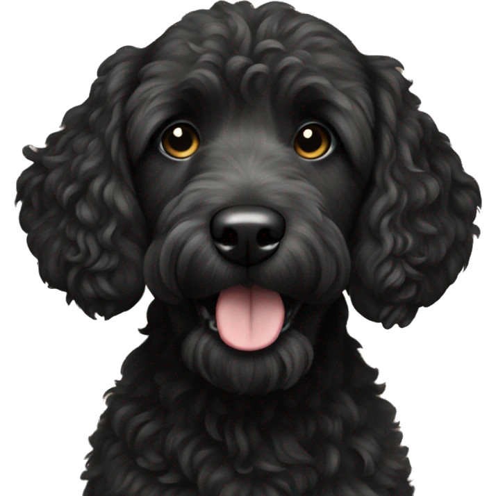 All Black golden doodle dog emoji