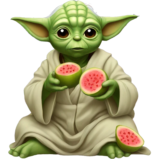 yoda eating guava with the flag of usa emoji