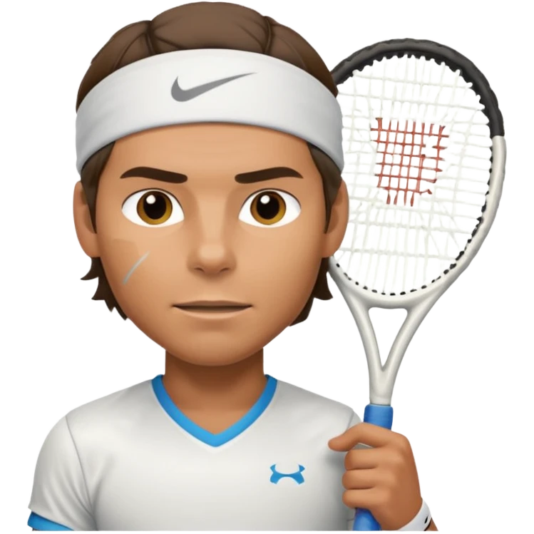 rafael nadal half body with head band,half body, tennis racket emoji