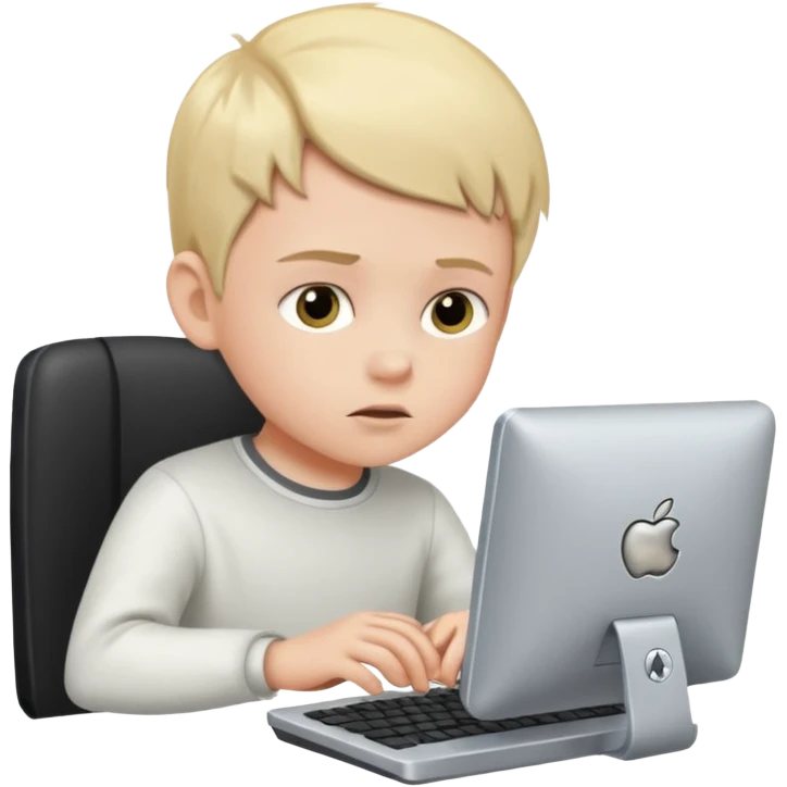 a white child programs on a computer emoji