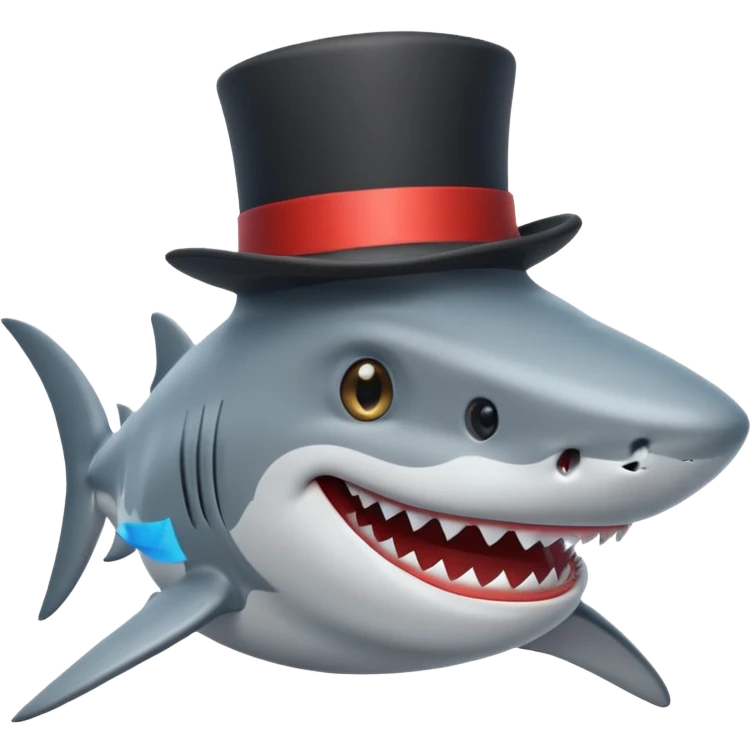 Shark with a top hat emoji