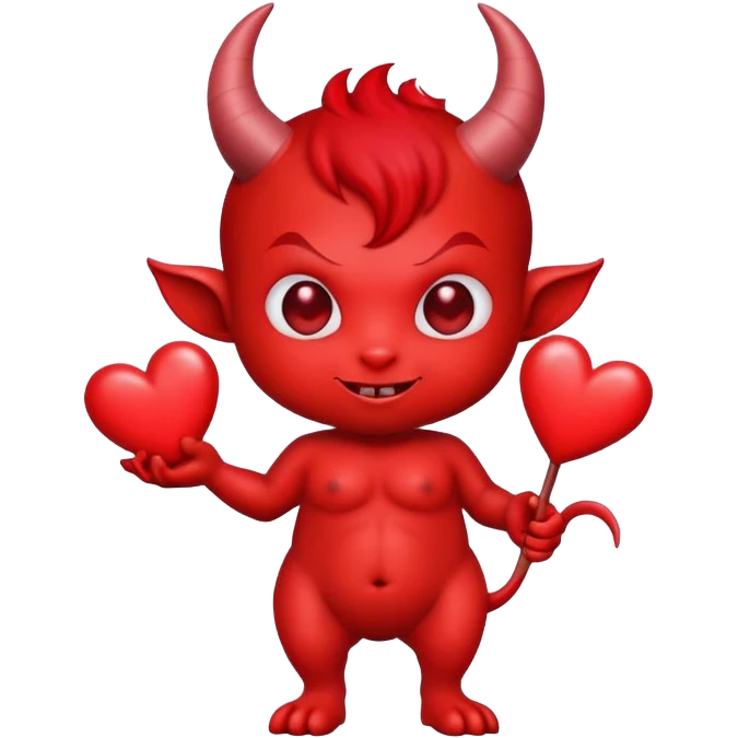 Cute devil with hearts emoji