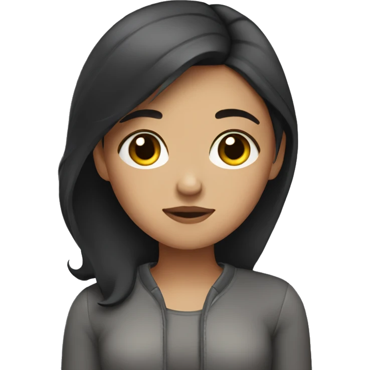 Girl with dark hair sleepy emoji