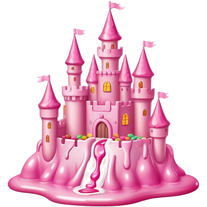 candy land pink melted castle emoji