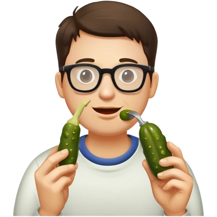 man with glasses eating a pickle emoji