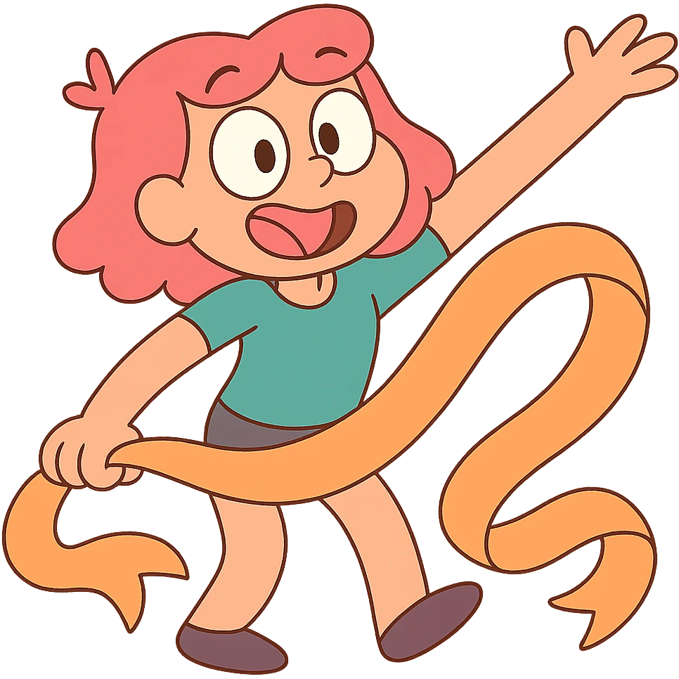 pastel orange ribbon, curled shape, calArts 2010s cartoon style emoji