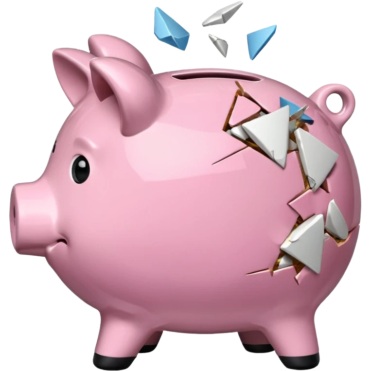 a piggy bank broken in half emoji