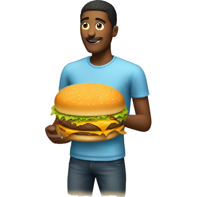 guy eating a huge cheese burger emoji