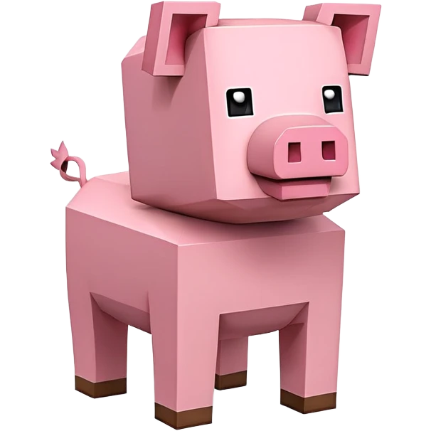 Minecraft pig, full body, pink blocky animal with square head and square body emoji