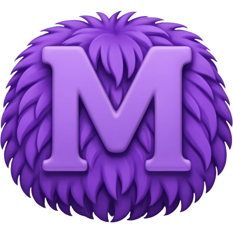 The fluffy letter M is purple in color emoji