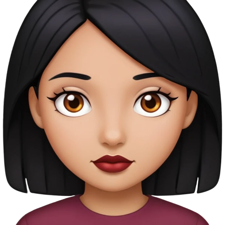 Girl with black hair and skin like vinous emoji