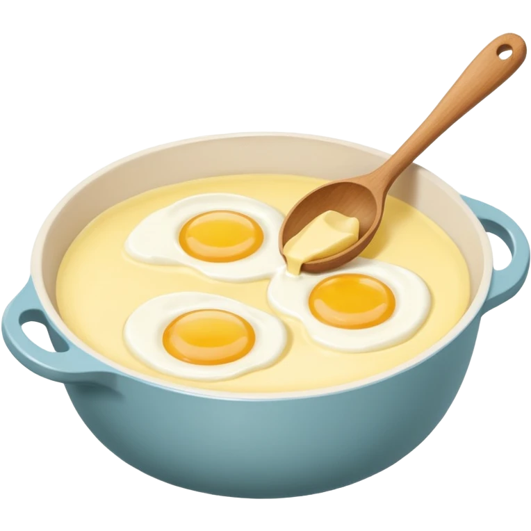 A carton of eggs, butter and a cream ceramic baking bowl with a wooden spoon in it emoji