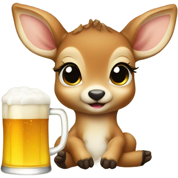 Baby deer with a beer emoji