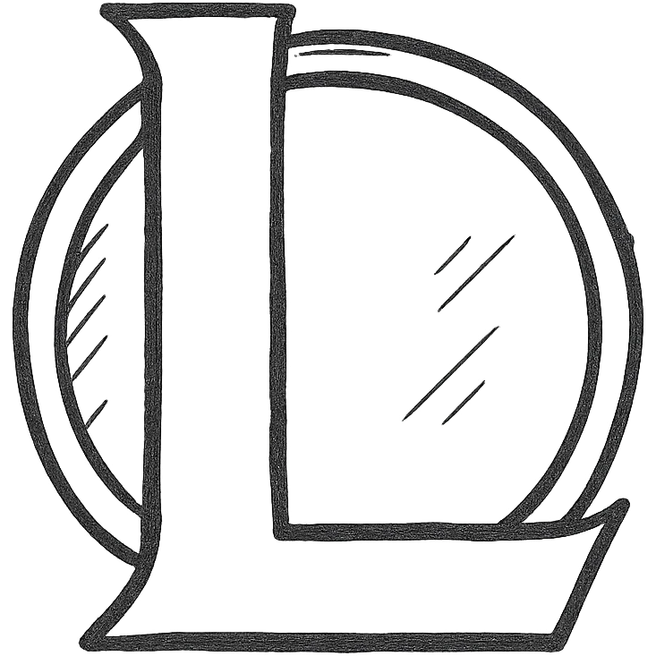 hand-drawn outlined League of Legends logo icon emoji