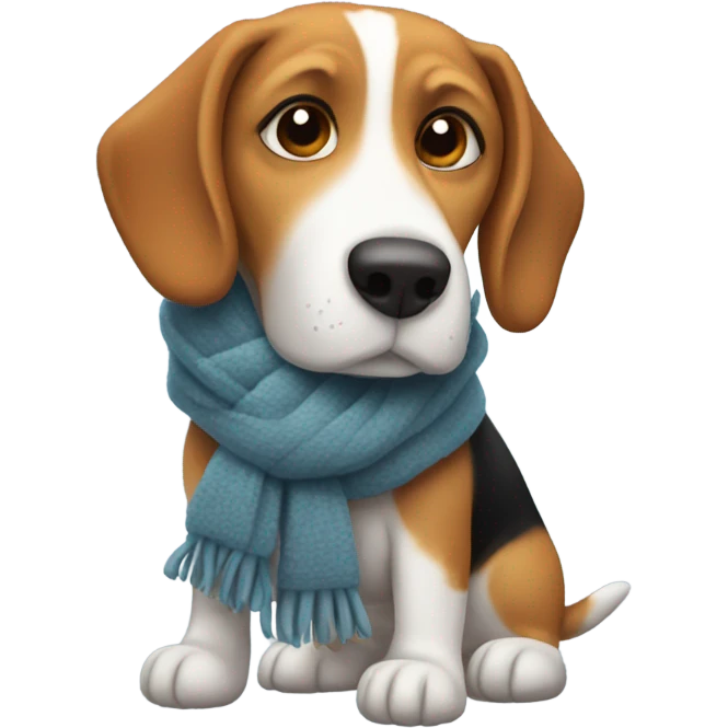 Beagle in Alaska, with winter clothing emoji