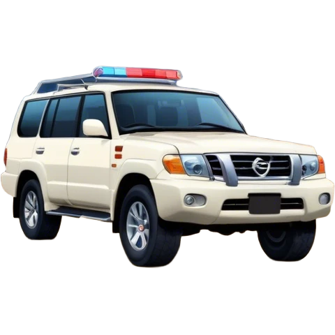 Stars in night desert and Nissan patrol cars behind emoji